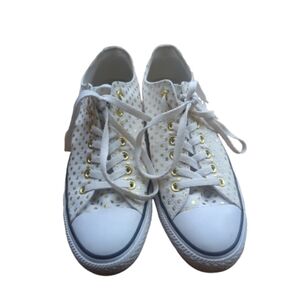 Converse All Star White with Gold Metallic Dots Women Size 11